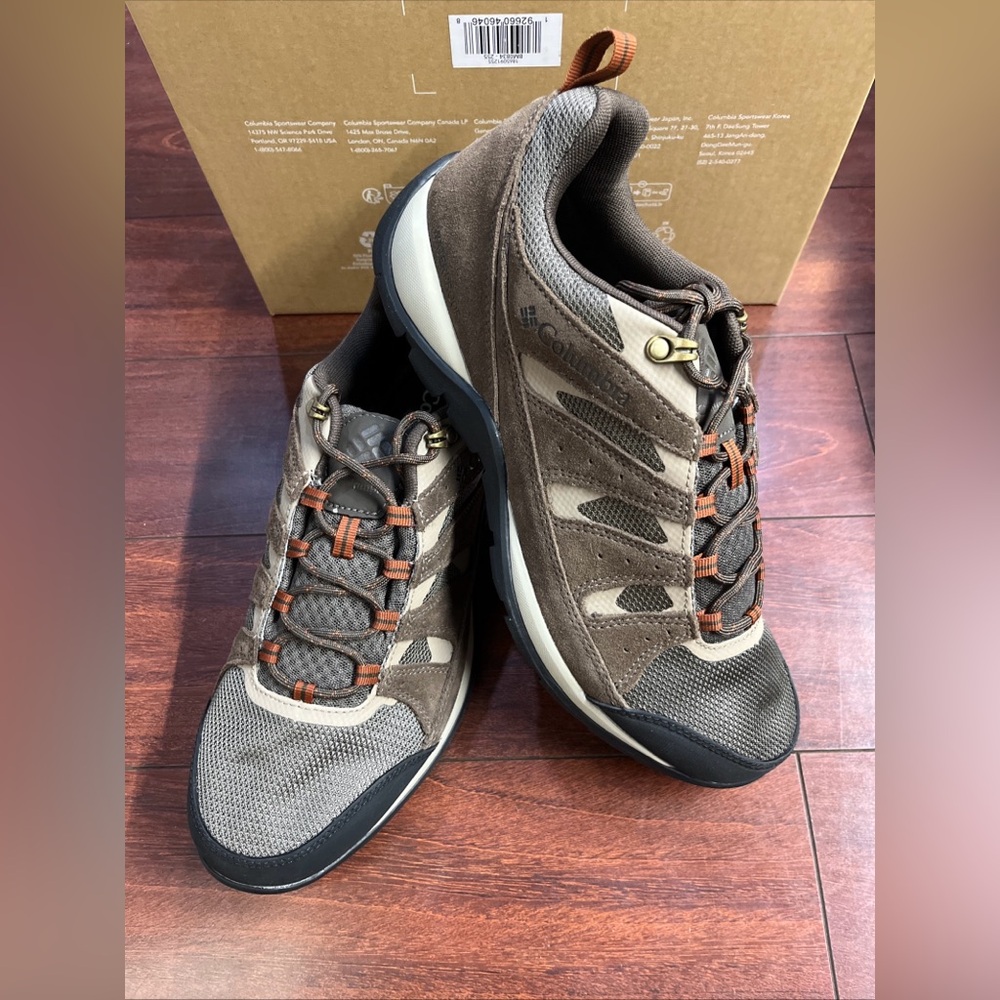 Mens 11 Columbia Redmond V2 Waterproof Hiking Trail Shoe Boots Brown HALF BOX